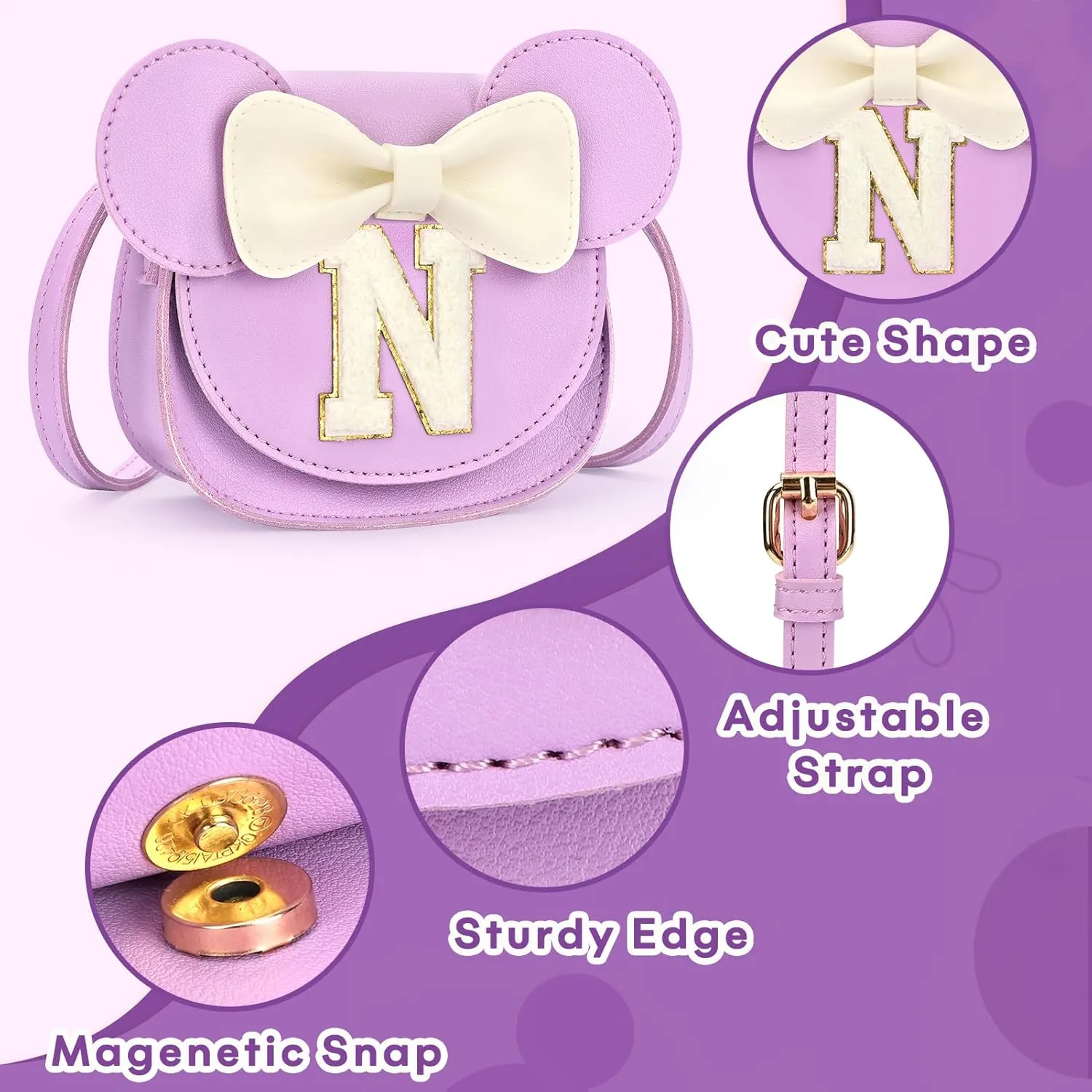 mibasies Toddler Purse Girl Gifts: Girls Birthday Gifts for 3 4 5 6 7 8 - Toys for Ages 2-4 Girls Mini Mouse Ears Purse Purple N