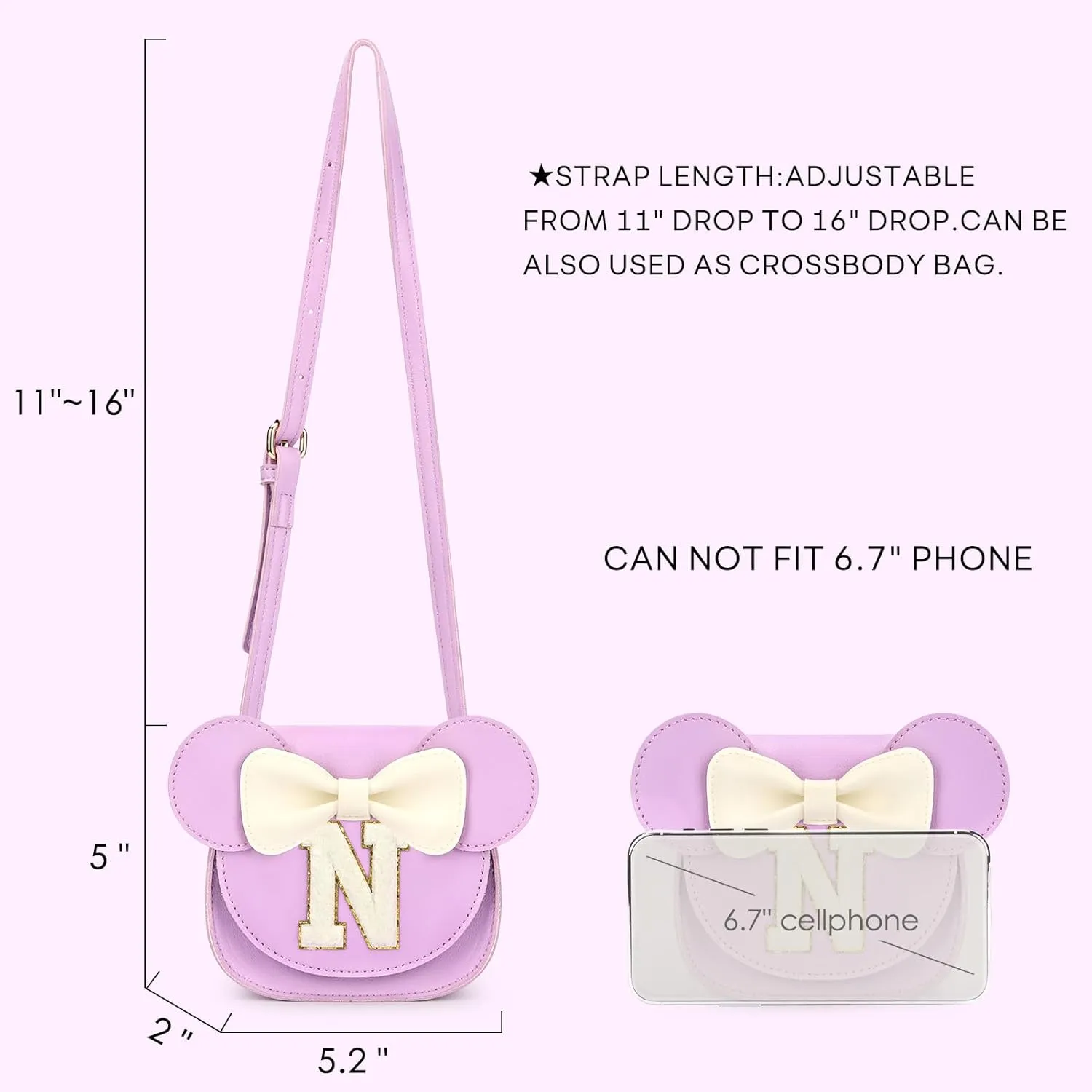 mibasies Toddler Purse Girl Gifts: Girls Birthday Gifts for 3 4 5 6 7 8 - Toys for Ages 2-4 Girls Mini Mouse Ears Purse Purple N