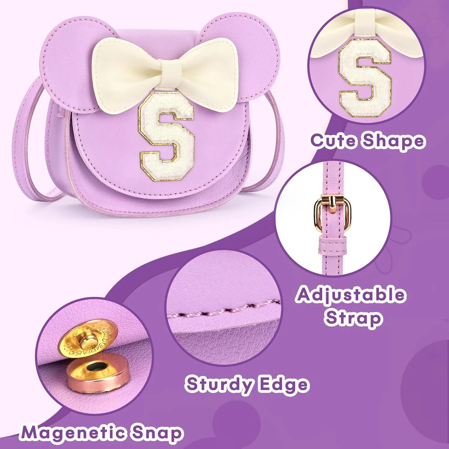 mibasies Toddler Purse Girl Gifts: Girls Birthday Gifts for 3 4 5 6 7 8 - Toys for Ages 2-4 Girls Mini Mouse Ears Purse Purple S