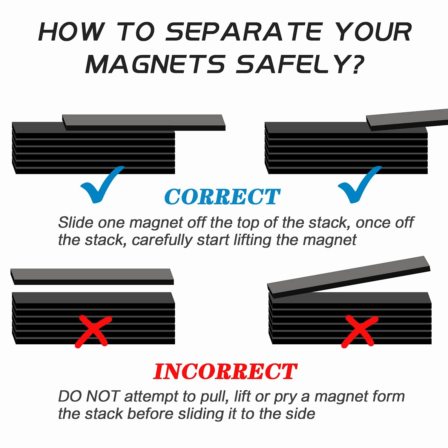 MIKEDE Rare Earth Neodymium Bar Magnets, Heavy Duty, Super Strong with Double-Sided Adhesive, Powerful Magnets for Craft, Fridge, Kitchen, Office - 60x10x3mm, 50 Pack