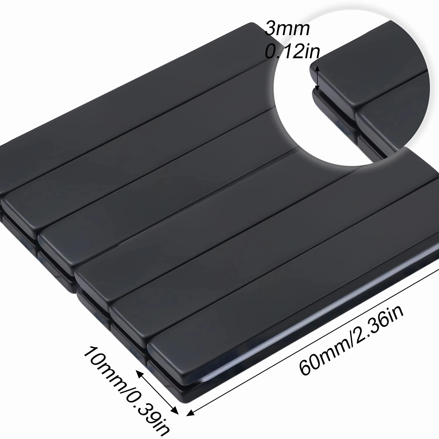 MIKEDE Rare Earth Neodymium Bar Magnets, Heavy Duty, Super Strong with Double-Sided Adhesive, Powerful Magnets for Craft, Fridge, Kitchen, Office - 60x10x3mm, 50 Pack