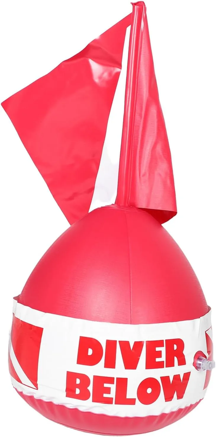 Mikikit PVC Inflatable Scuba Diving Marker Buoy High Visibility Float for Snorkeling Freediving Durable Signal Ball with Warning Indicators and Excellent Buoyancy