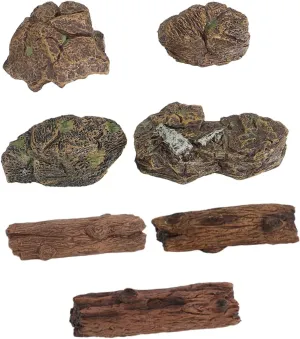 Milisten 7Pcs Scene Layout Artificial Stones Tree Trunk Models for Fairy Tale Gardens Dollhouses and Table Decorations