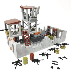 Military Base Building Brick Set for Army Minifigure War Accessories, Defence Base Guard Tower Guns-Weapons-Building-Block Toy for Kids 8 10 12 14 Years
