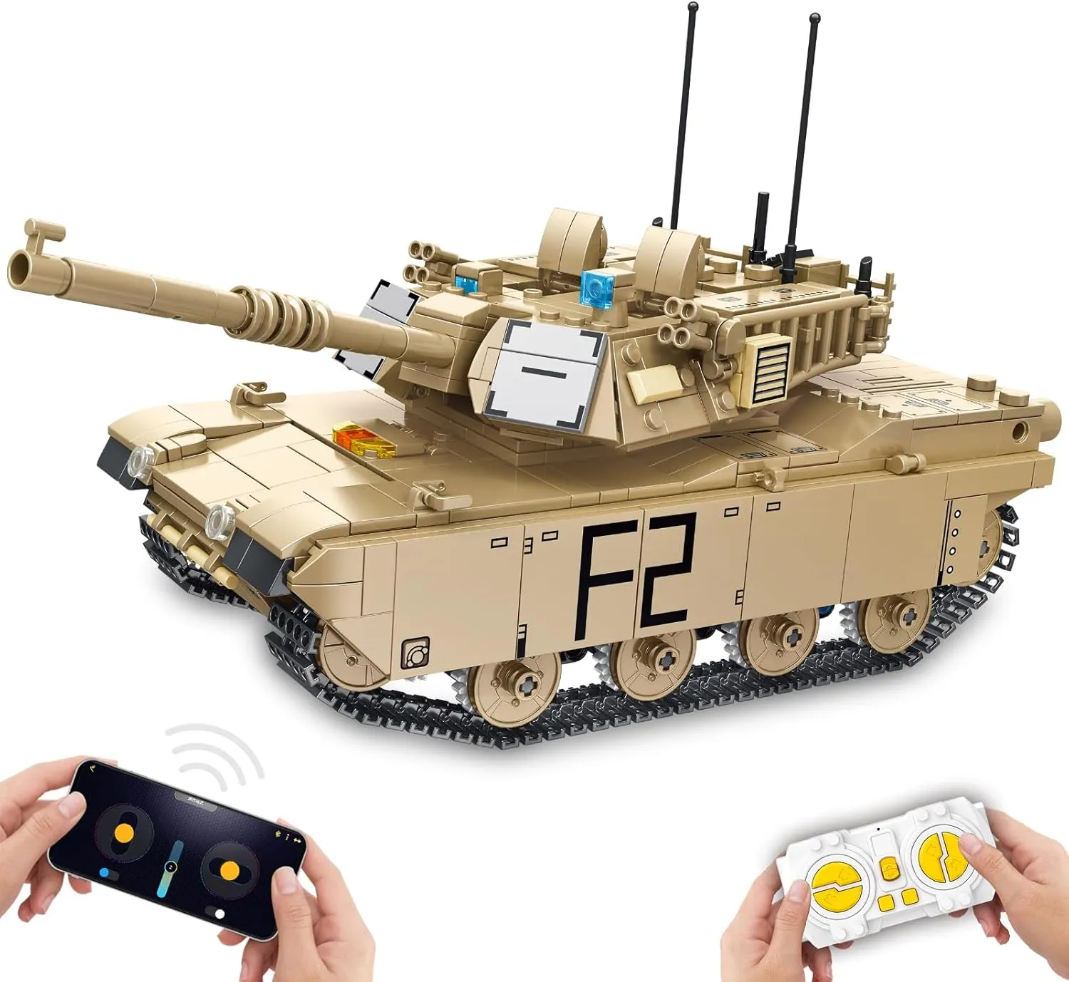 Military M1A2 RC Tank Building Toys - 1096 PCS WW2 Army Toys Blocks for Adults, World of Tanks Set for Sons, Grandchildren, Nieces, Nephews - Christmas & Birthday Gift