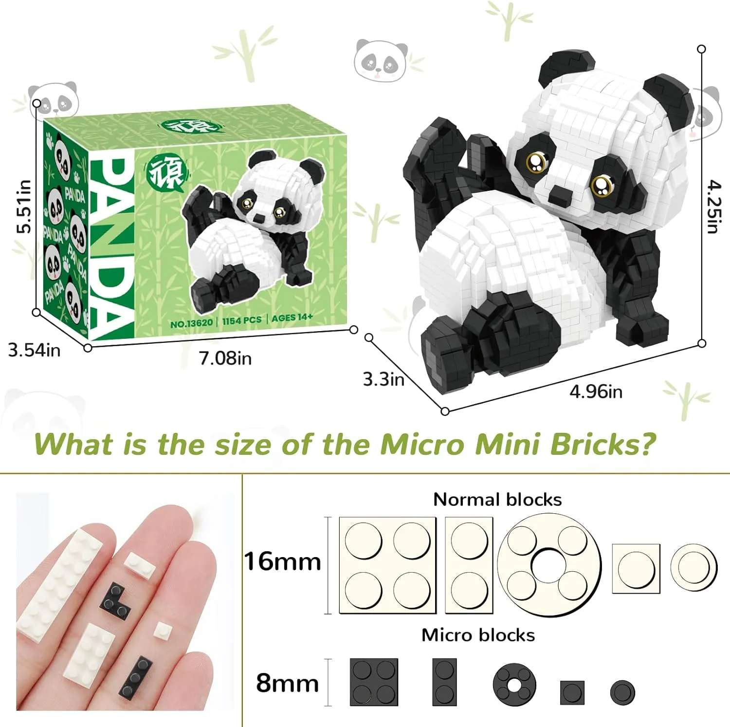Mini Building Blocks Animals Sets for Goodie Bags, 1154 PCS Micro Mini Panda Building Toy Bricks for Adults, Party Favors for Kids 12  14 , Birthday Gift for Boys Girls, Carnival Prizes