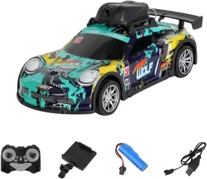 Mini Drift RC Car for Adults Beginners, with Camera & LED Lights 4CH Electric Racing Sports Cars 2.4Ghz Remote Control Car Model Hobby Gift - RTR Version / 1 Battery