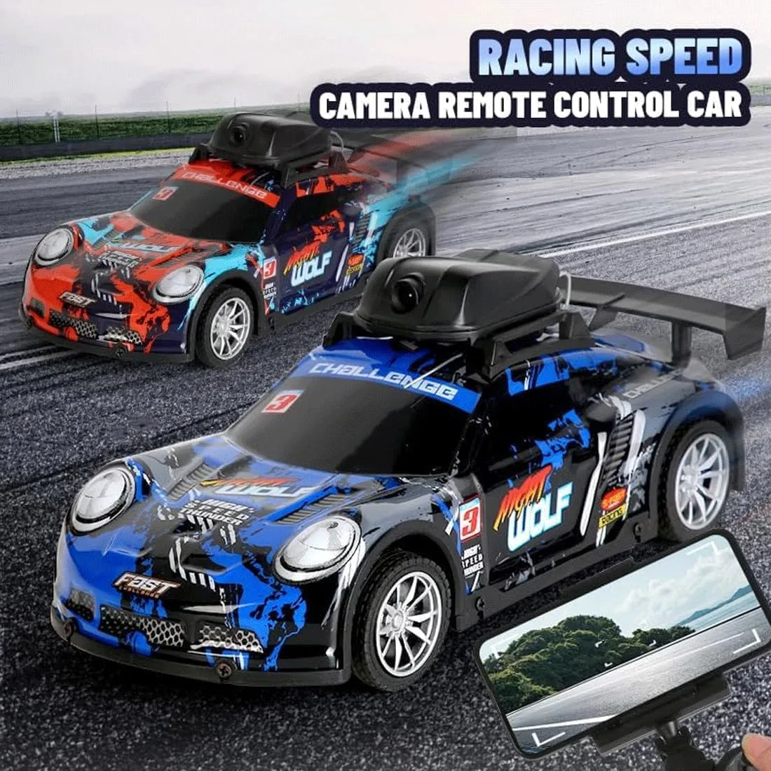 Mini Drift RC Car for Adults Beginners, with Camera & LED Lights 4CH Electric Racing Sports Cars 2.4Ghz Remote Control Car Model Hobby Gift - RTR Version / 1 Battery