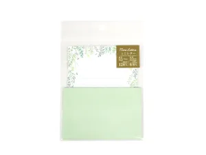 Mini Letters -Botanical - Green - 12 Letterheads - 6 Envelopes-