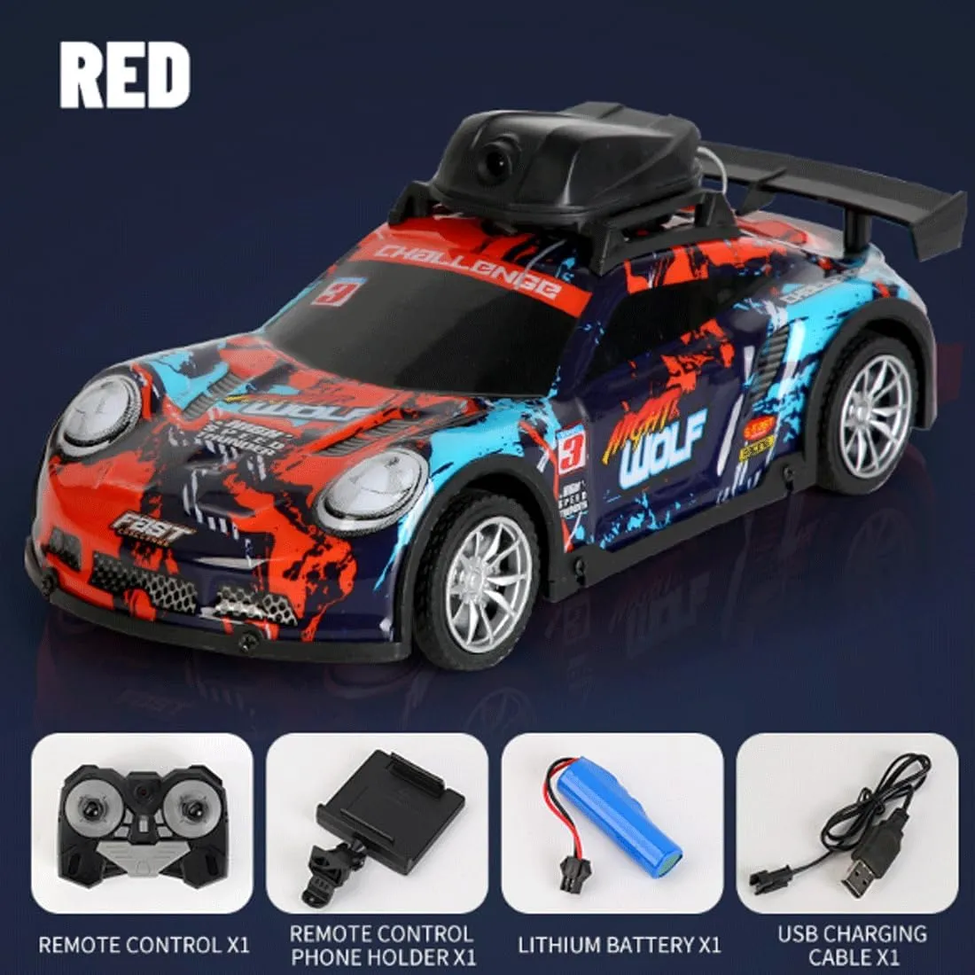 Mini RC Drift Car for Adults, 2.4GHz 4CH APP-Controlled RC Car with HD Camera & LED Light, Real-Time Recording RC Racing Toys Hobbyist Gift