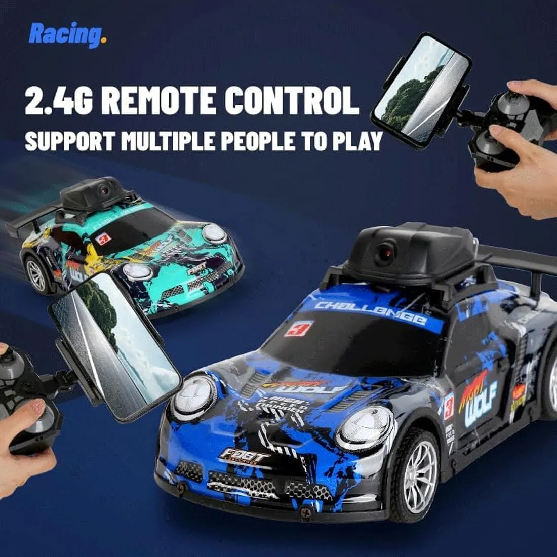 Mini RC Drift Car for Adults, 2.4GHz 4CH APP-Controlled RC Car with HD Camera & LED Light, Real-Time Recording RC Racing Toys Hobbyist Gift