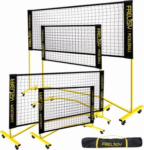 Mini Portable 4ft & 6ft Pickleball Practice Net with Wheels – 2-Pack Adjustable Height Nets, Quick Setup, Lightweight Stainless Steel Frame & Weatherproof Polyester Netting for Indoor/Outdoor Use