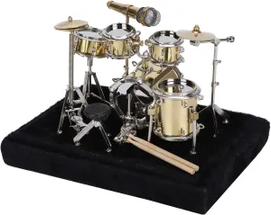 Miniature Drum Set Model,Desktop Drum Set,Mini Drum Miniature Dollhouse Model Christmas Ornament and Gift,Handicraft Ornament 3D Metal Model Kit,for Home Office Decoration Graduation Day