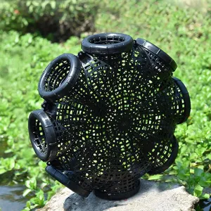 Minnow Traps for Bait Fish, Minnow Trap Crawfish Trap, Crab Pots for Crabbing, Fishing Cage Basket Plastic Outdoor EEL Loach Catching Basket, Durable Plastic Container Supplies Black Fish Net -C