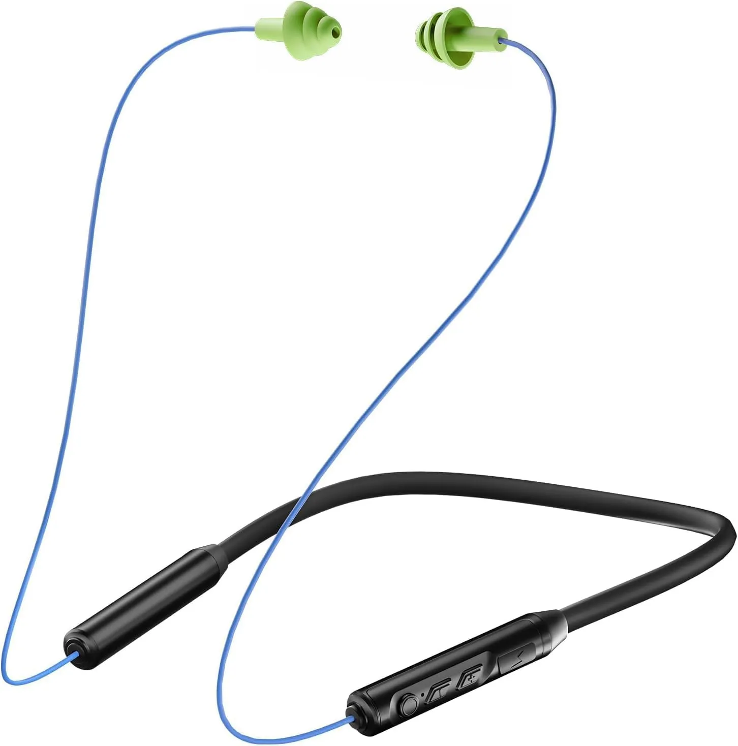 MIPEACE Bluetooth Earplug Headphones, Neckband Wireless Earbuds earplugs-29db Noise Reduction isolating in-Ear earplug Earphones with Controls,IPX5 sweatproof,19 Hour Battery(Blue Green)