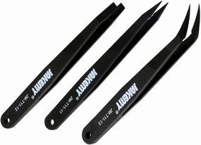 misppro 3 Pieces Anti-Static Tweezers Set for Electronic Jewelry Watch Repair, Plastic Straight and Bent Tweezers, 4.5 Inch