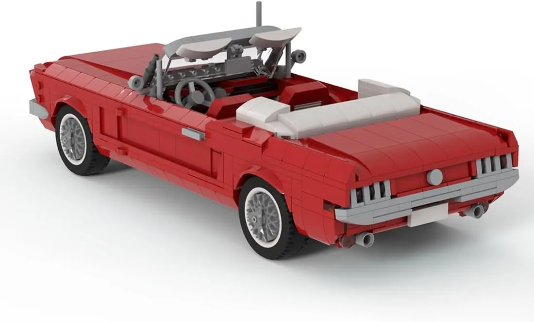 MOC-186517 1/18 Scale Convertible Car Building Blocks Set, Stunning Sports Car Model with Detailed Design for Adults, Collectors & Hobbyists, 1183 Piece, Red