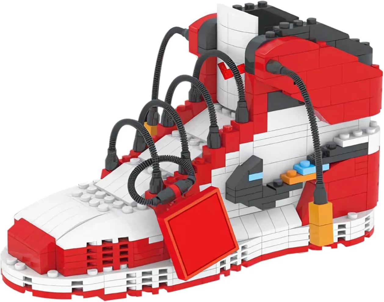 MOC Red-White Basketball Sneaker Building Blocks Set, Sports Shoes Mini Bricks
