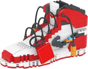 MOC Red-White Basketball Sneaker Building Blocks Set, Sports Shoes Mini Bricks