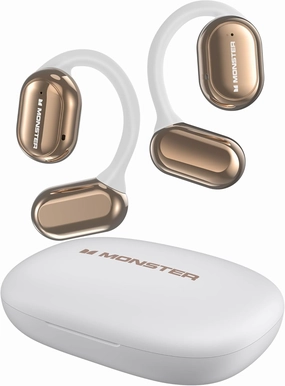 Monster Open Free AC100 Open Ear Bluetooth 5.3 Headphones, Wireless Earbuds with Earhooks, Immersive Stereo Sound by 16mm Large Driver, Clear Calls, 30H Playtime, Waterproof Sport Earbuds for Running