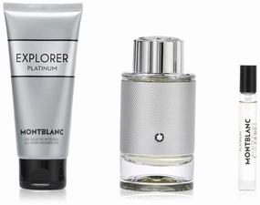 Mont Blanc Explorer Platinum by Mont Blanc for Men - 3 Pc Gift Set 3.3oz EDP Spray, 3.3oz Shower Gel, 0.25oz EDP Spray