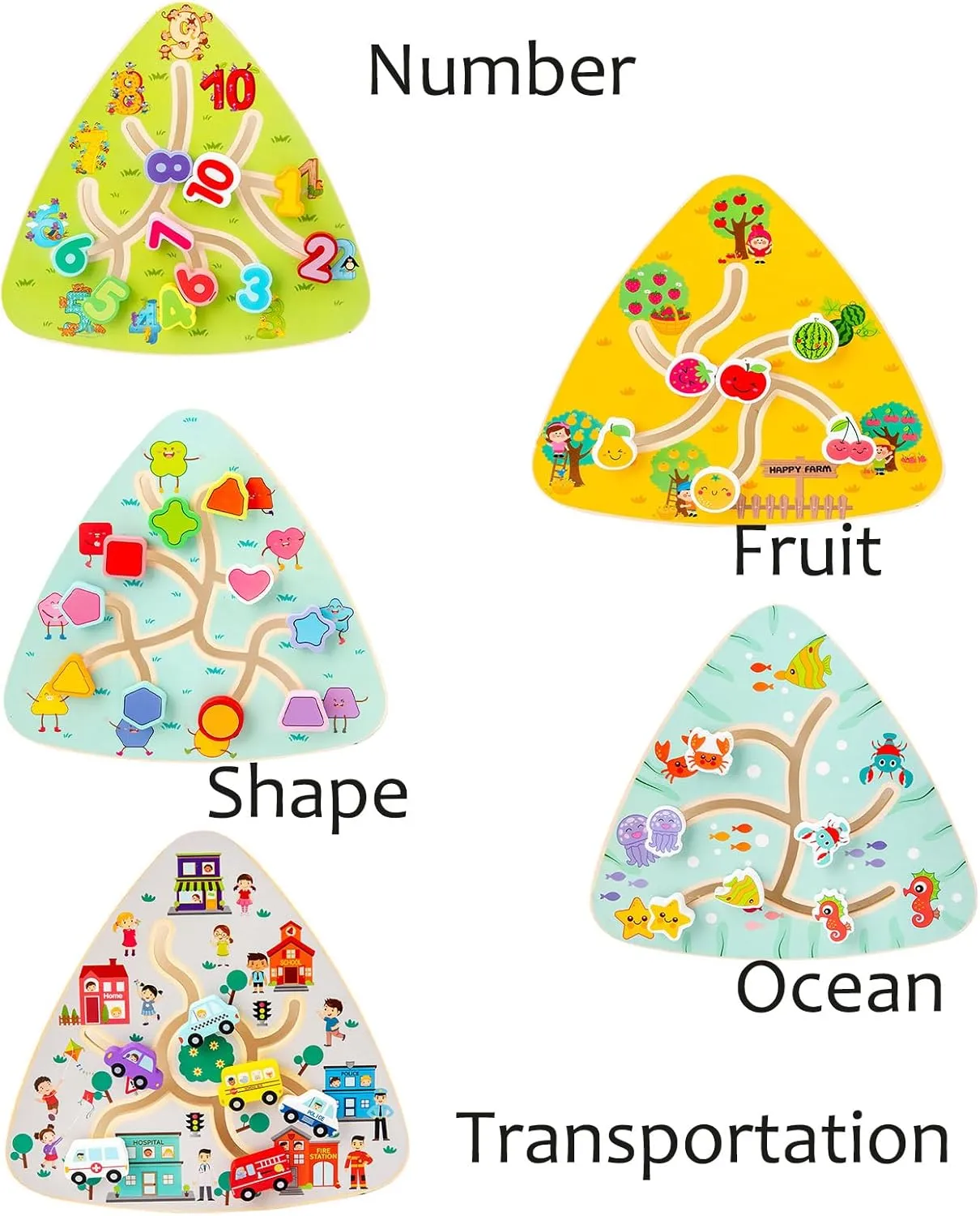 Montessori Maze Board Games Educational Toy for 3 4 5 Years Old Kids Boys Girls (Fruit)