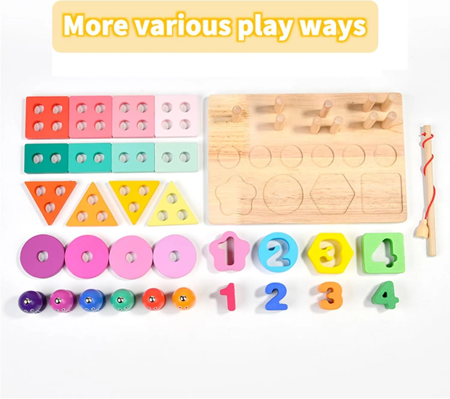 Montessori Toys for1 2 3 4 5Years Old Toddler Boys Girls, Wooden Stacking Toy for Toddlers, Durable, Smooth Wooden Blocks for Toddlers Preschool Motor Skills Toy Birthday Chirstmas Gift for Baby