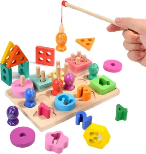 Montessori Toys for1 2 3 4 5Years Old Toddler Boys Girls, Wooden Stacking Toy for Toddlers, Durable, Smooth Wooden Blocks for Toddlers Preschool Motor Skills Toy Birthday Chirstmas Gift for Baby