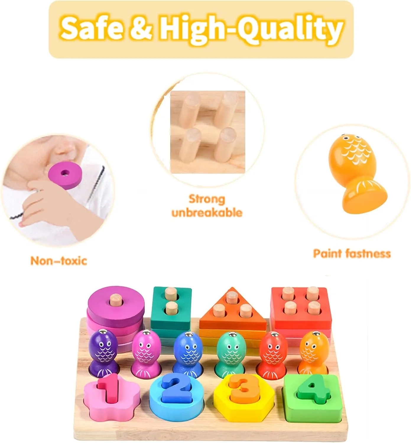 Montessori Toys for1 2 3 4 5Years Old Toddler Boys Girls, Wooden Stacking Toy for Toddlers, Durable, Smooth Wooden Blocks for Toddlers Preschool Motor Skills Toy Birthday Chirstmas Gift for Baby