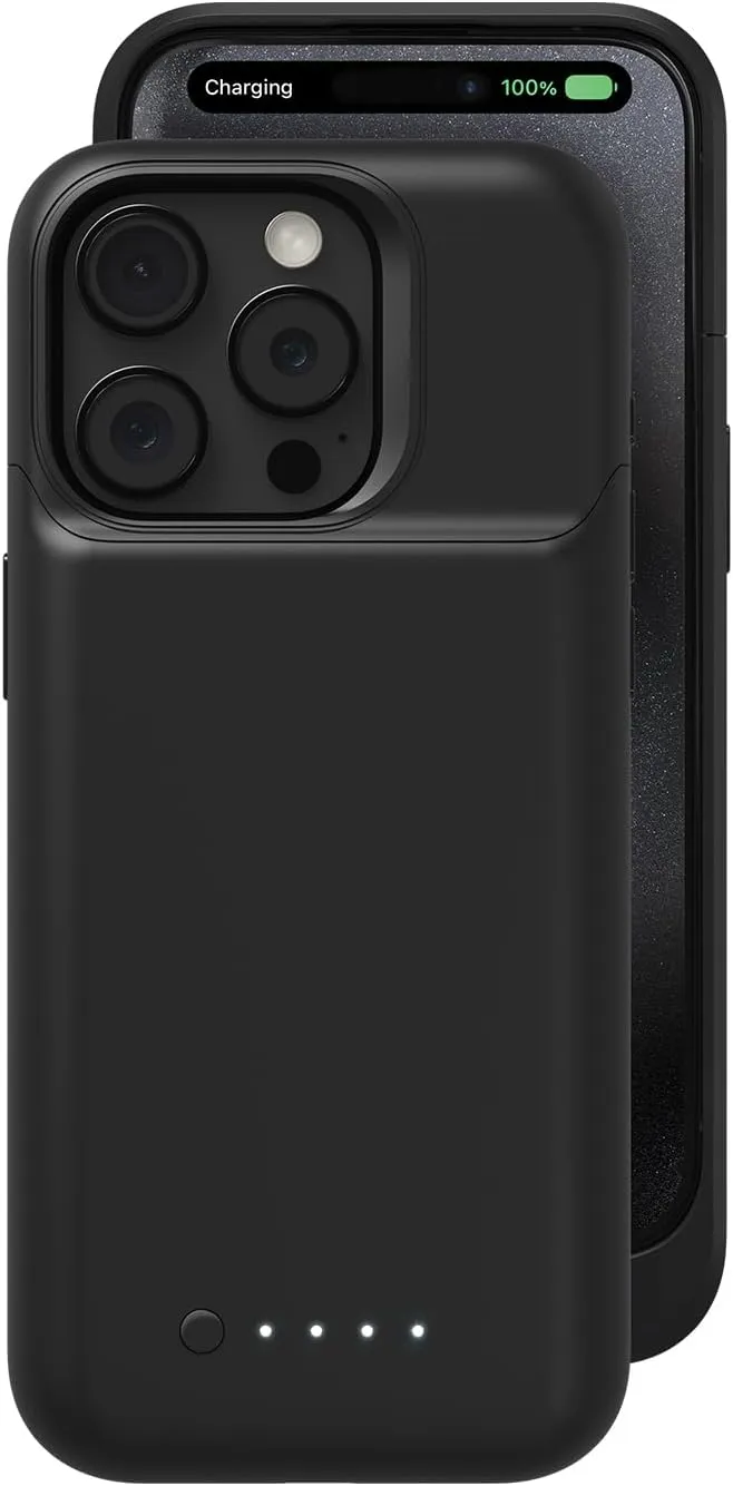 mophie Juice Pack iPhone 15 Pro Battery Case - Legendary Power & Protection - Up to 50% Extra Battery, 6ft Drop Safety, Eco-Friendly Design, Black