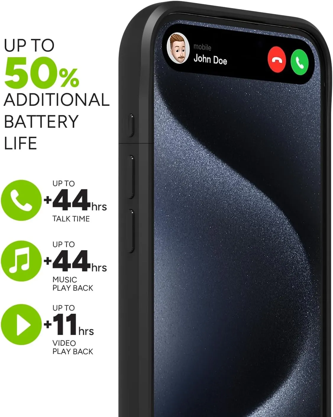 mophie Juice Pack iPhone 15 Pro Battery Case - Legendary Power & Protection - Up to 50% Extra Battery, 6ft Drop Safety, Eco-Friendly Design, Black