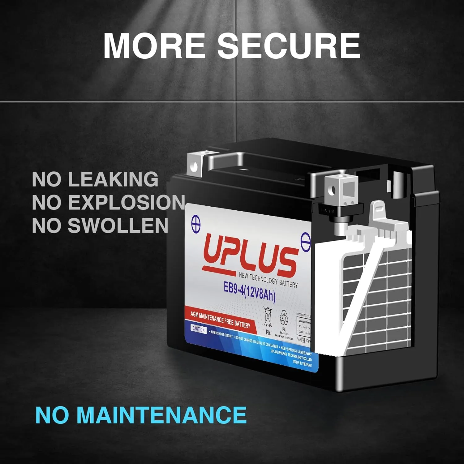 Motorcycle Battery YTX9-BS, UPLUS EB9-4 ATV Scooter Battery Maintenance Free - Sealed AGM Powersport Batteries