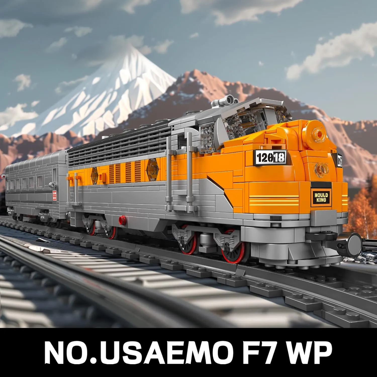 Mould King 12018 Train Building Blocks Sets, Remote/App Control EMD F7 Internal Combustion Locomotive Kits, Scale Model with Tracks for Adults Kids Children Boys Girls (1541 PCS)