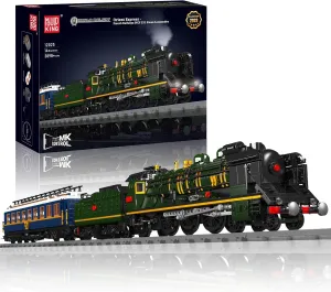 Mould King 12025 Train Building Toy, Steam Locomotive Lighting Train Building Blocks Set with LED Light, RC Control Train with Motors and Tracks(3898 Pieces)