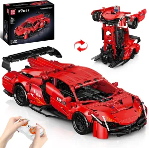 Mould King 15057 RC Sports Car Building Kit, 2 in1 APP Controlled Robot STEM Building Toy, Converts to Robot Mode, Model Car Kit for Adults, Racing Car Blocks Set for Teen Kids (1365 PCS)