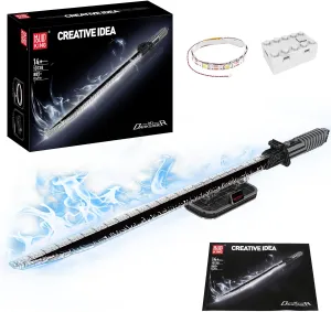 Mould King Dark Sword Building Set - 45.67" Rechargeable LED Lightsaber with Display Stand, DIY STEM Model Kit for Kids & Adults 8 , Creative Collectible Sci-Fi Toy & Cosplay Gift Idea (885  PCS)