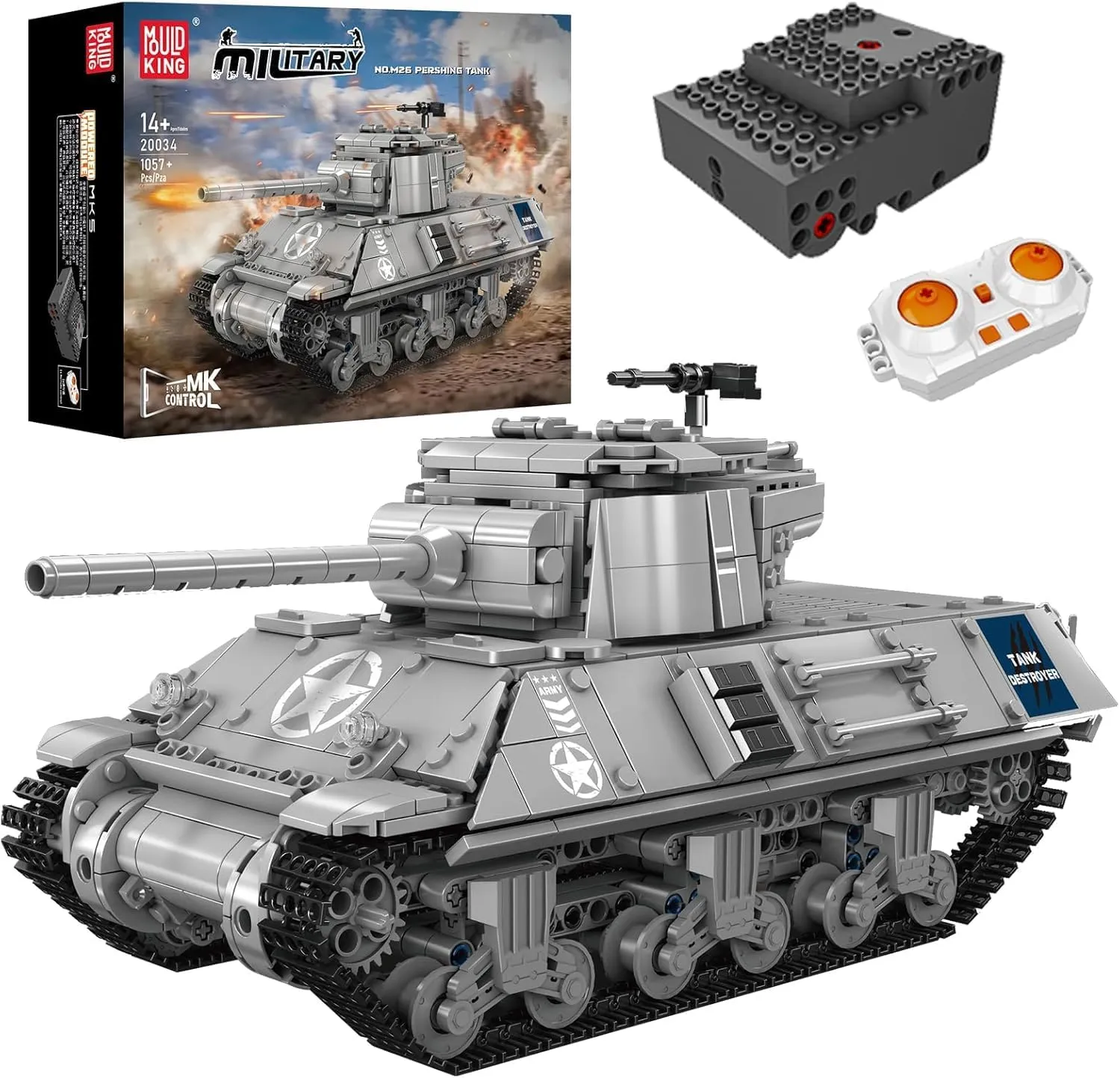 Mould King M36 Tank Destroyer Building Kit, RC Control WW2 Military Vehicle Construction Blocks Set, Adult Collectible Army Model to Build and Display, Boy Toys for Teen Gifts (1057 PCS)