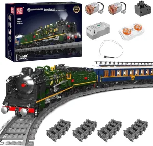 Mould King Orient Express Steam Locomotive Train Building Kit with LED Lighting, Remote/App Control Passenger Toy Block Set, Train Model with Motors and Tracks for Adults Kids(3898 PCS)