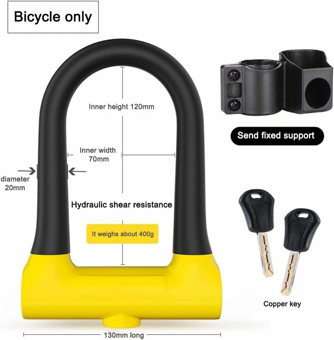 Mountain Bike Anti-Theft Lock,U-Shaped Lock Mountain Electric Bike Wear-Resistant Safety Locks Cycling Riding Accessories Anti-Theft Lock