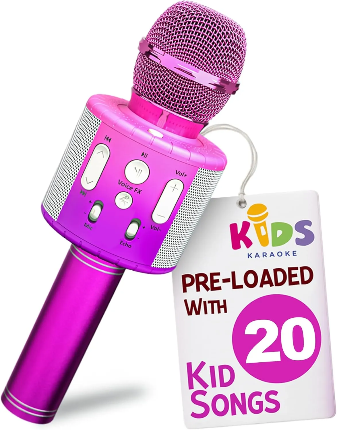 Move2Play, Kids Karaoke Microphone | Includes Pre-Loaded Songs & Bluetooth | Kids Birthday Party Gift | Toy for All Ages 2, 3, 4, 5, 6  Year Old Girls, Boys & Toddlers