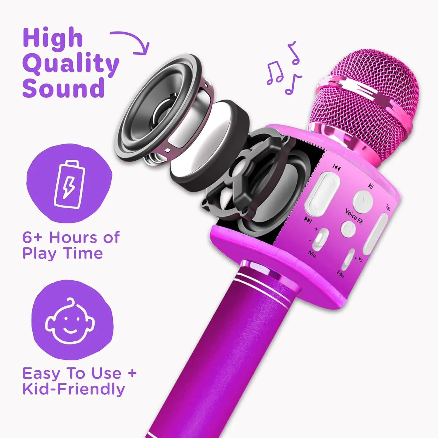 Move2Play, Kids Karaoke Microphone | Includes Pre-Loaded Songs & Bluetooth | Kids Birthday Party Gift | Toy for All Ages 2, 3, 4, 5, 6  Year Old Girls, Boys & Toddlers
