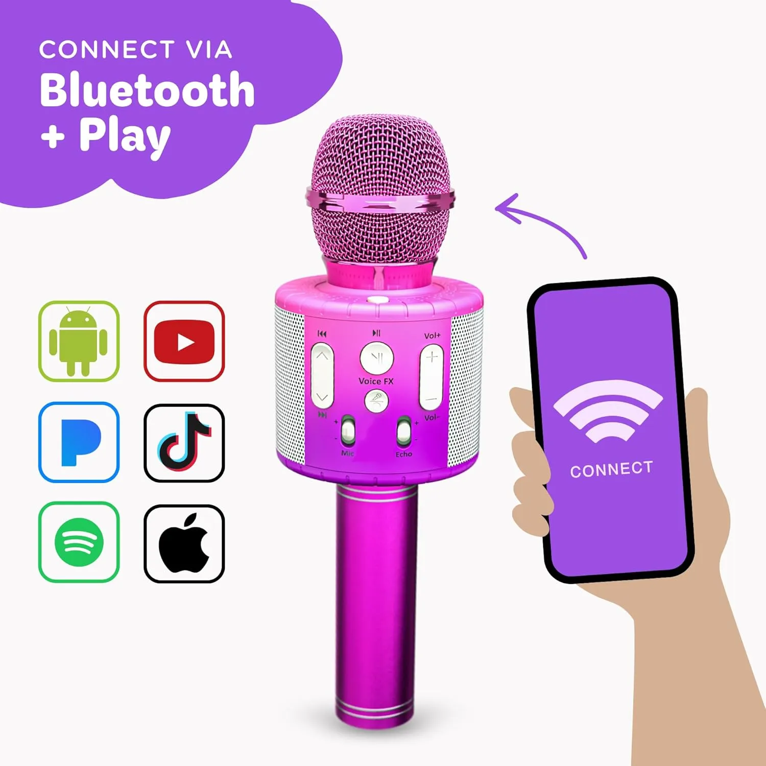 Move2Play, Kids Karaoke Microphone | Includes Pre-Loaded Songs & Bluetooth | Kids Birthday Party Gift | Toy for All Ages 2, 3, 4, 5, 6  Year Old Girls, Boys & Toddlers