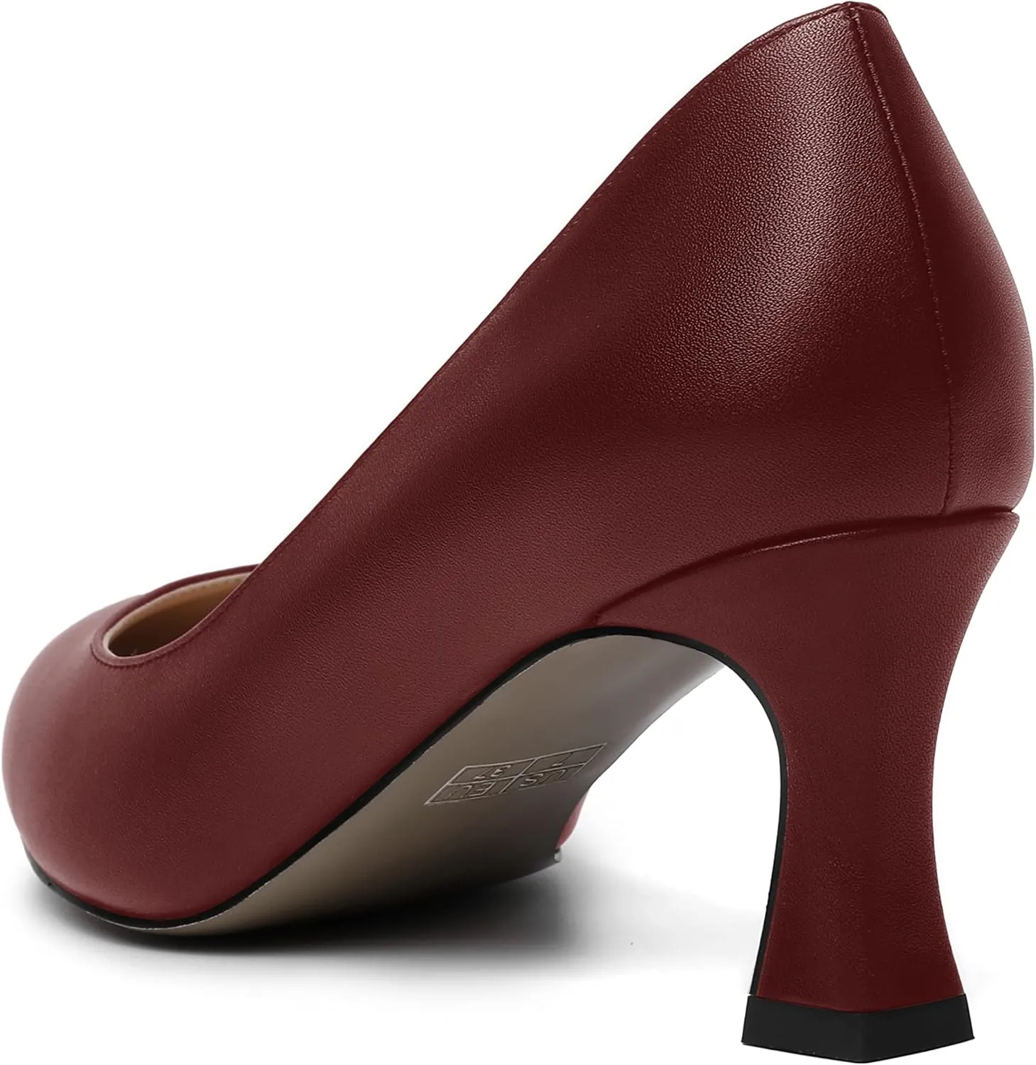 MOVINSTEPS Womens Dress Matte Slip On Office Solid Pointed Toe Spool Mid Heel Pumps Shoes 2.5 Inch