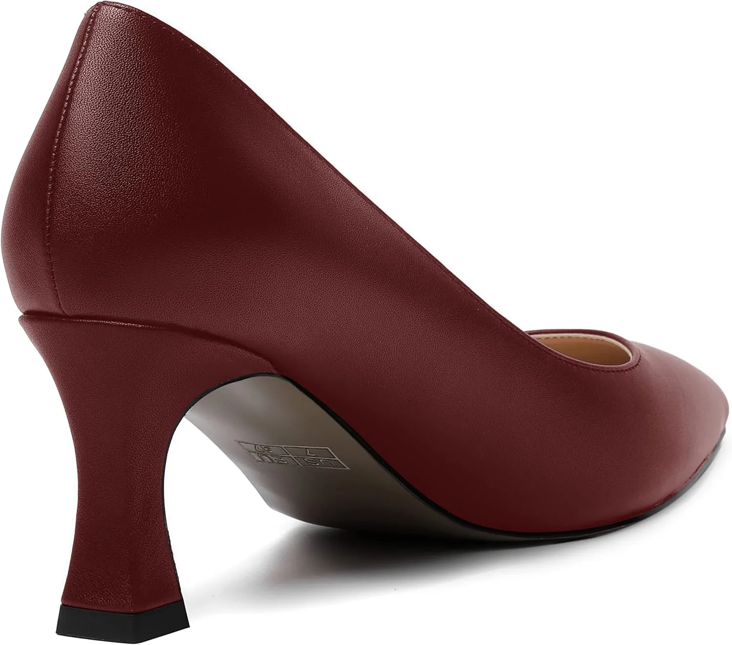 MOVINSTEPS Womens Dress Matte Slip On Office Solid Pointed Toe Spool Mid Heel Pumps Shoes 2.5 Inch