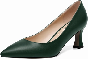 MOVINSTEPS Womens Dress Matte Slip On Office Solid Pointed Toe Spool Mid Heel Pumps Shoes 2.5 Inch