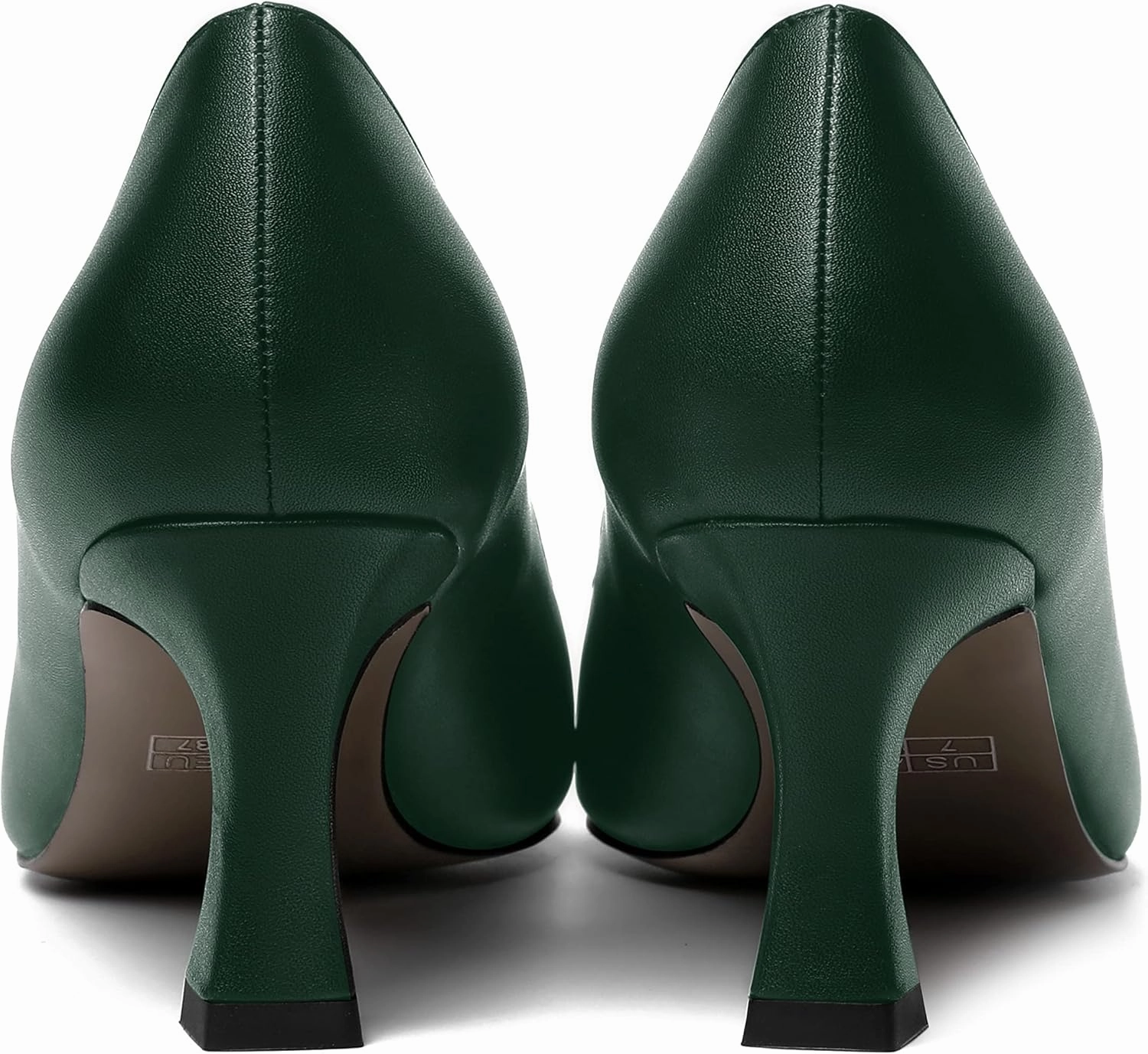 MOVINSTEPS Womens Dress Matte Slip On Office Solid Pointed Toe Spool Mid Heel Pumps Shoes 2.5 Inch