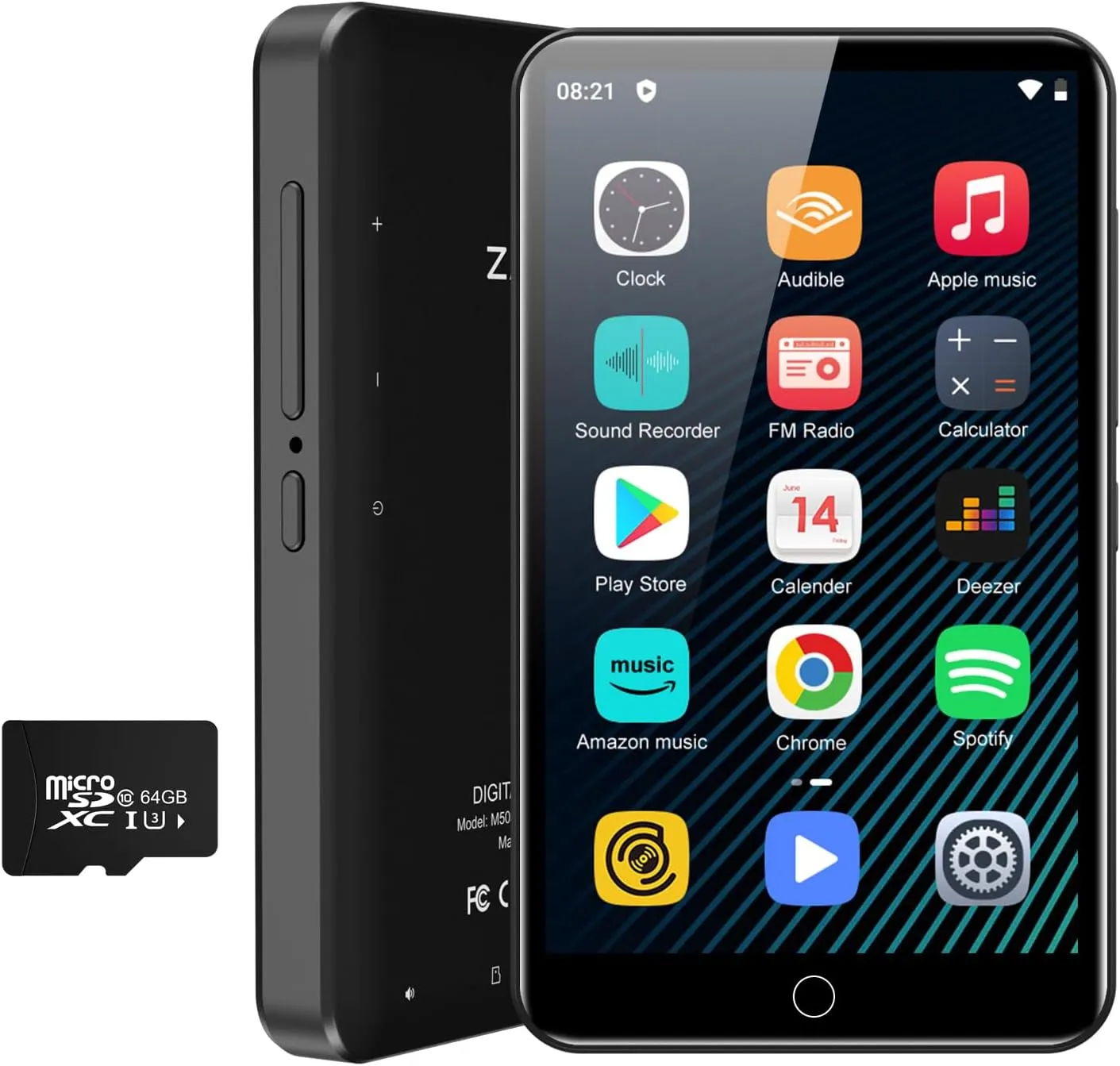 MP3 Player Bluetooth with Spotify, ZAQE 4.0" IPS MP3 Player with Bluetooth and WiFi, Audible,Browser(Removable),Amazon Music, MP4 Music Player Up to 1TB (Black)