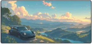 MPCO Large Gaming Mouse Pad - 36"x17" Aeroglyde Porsche-Blue Fabric Mouse Pad Mat - Full Desk Mouse Pad for Smooth Control - Non-Slip, Washable, Smooth Finish Large Mousepad for Desk