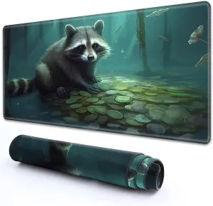 MTG Playmat 24" x 14" with High Elastic Rubber Base Non-Slip Rubber Sole HD Printing for MTG Mat, Magic Mat, Card Playmat, Gaming Mouse Pad, A Raccoon Gold Coin