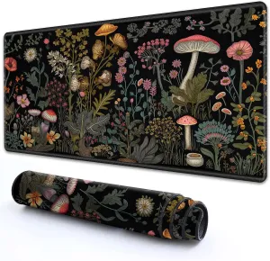 MTG Playmat 24" x 14" With High Elastic Rubber Base Non-Slip Sole HD Printing for Magic Mat Card Gaming Mouse Pad, Mushroom Party